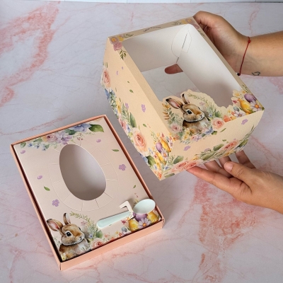 Caja Conejito Floral - 20x15x10 cm (tapa y base)